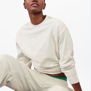 Athleta Forever Fleece Crewneck Sweatshirt Fog Grey Heather XL